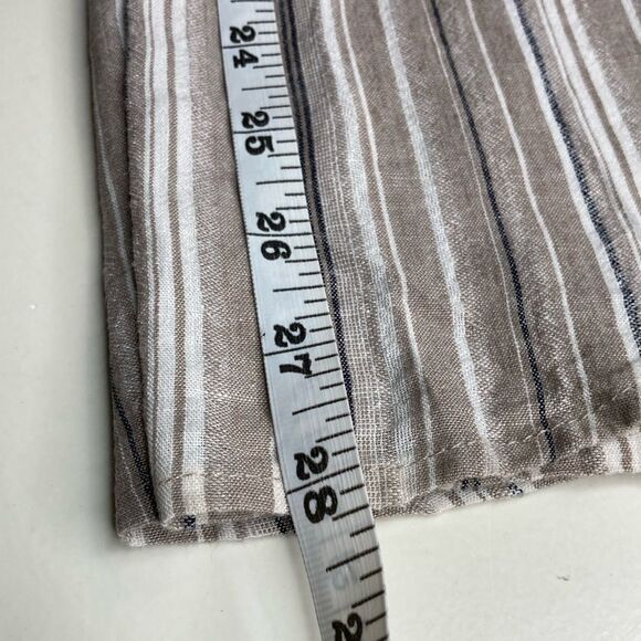 MIMI CHICA L Linen Blend TIE UP shoulder Striped Wide Leg Slit Leg Jumper - Picture 7 of 13